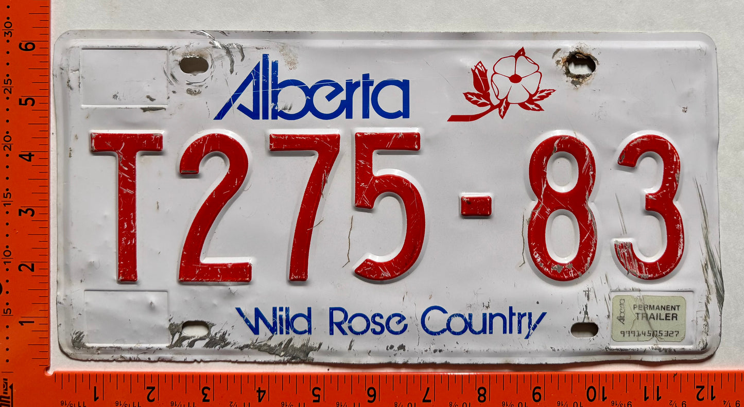 undated Alberta #T275-83 Trailer License Plate