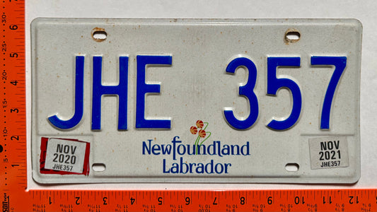 2020/2021 Newfoundland #JHE 357 Passenger License Plate