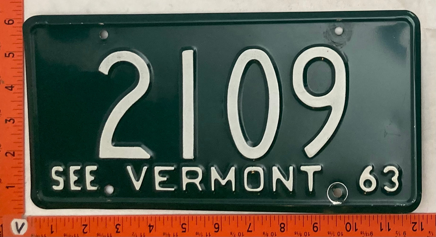 1963 Vermont #2109 Passenger License Plate