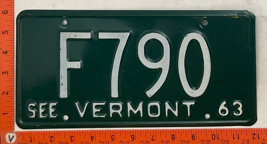 1963 Vermont #F790 Passenger License Plate