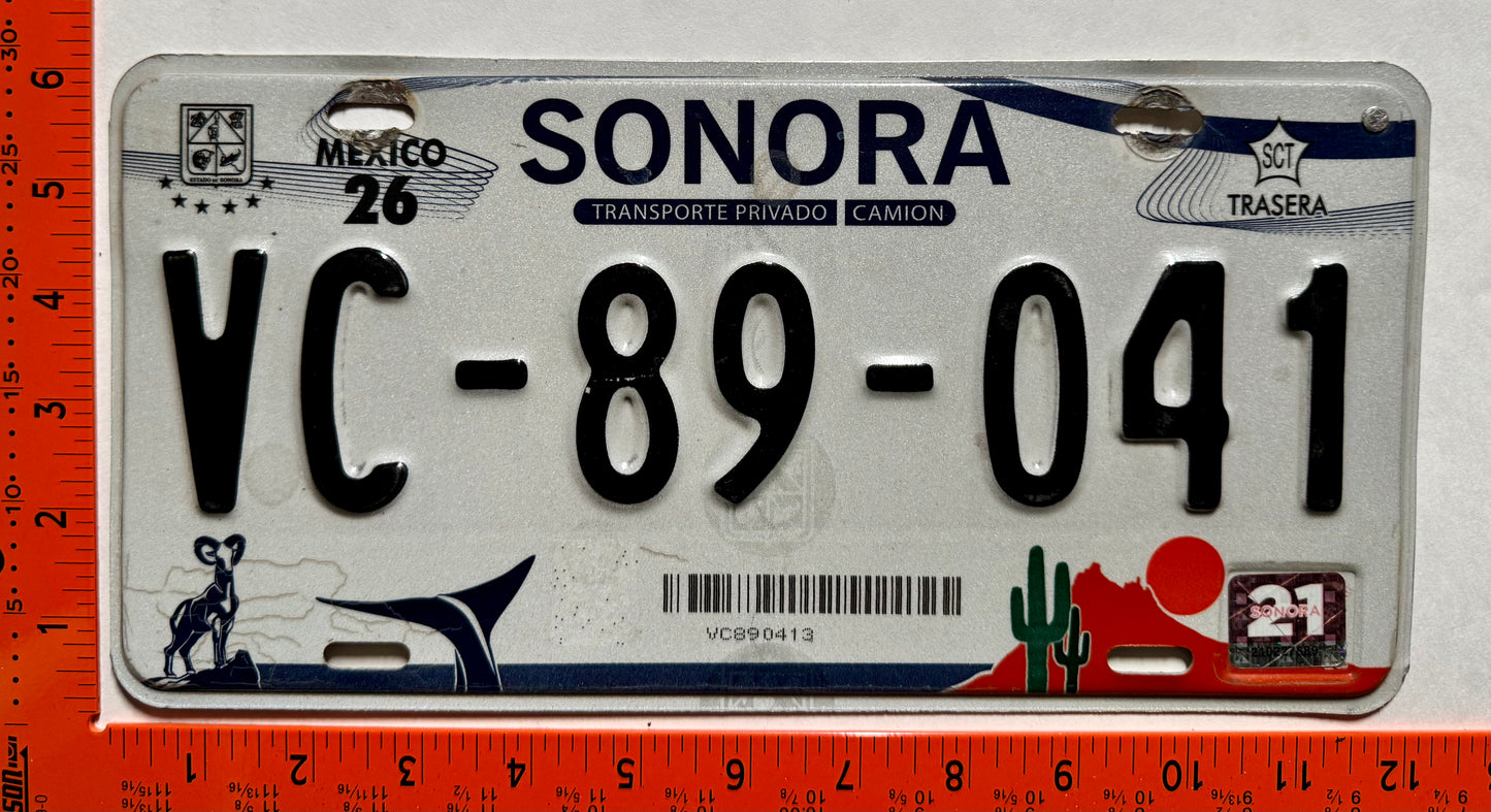 2014-2017 Sonora, Mexico #VC-89-041 Truck License Plate