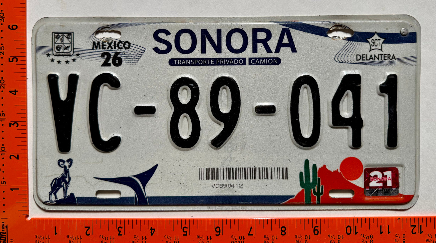 2014-2017 Sonora, Mexico #VC-89-041 Truck License Plate