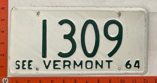 1964 Vermont #1309 Passenger License Plate