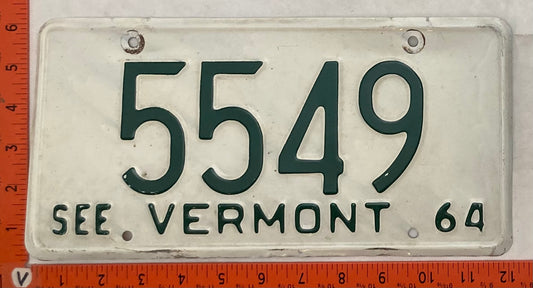 1964 Vermont #5549 Passenger License Plate
