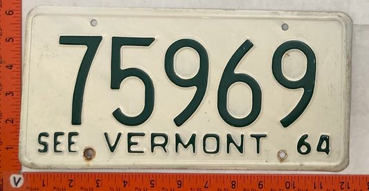 1964 Vermont #75969 Passenger License Plate