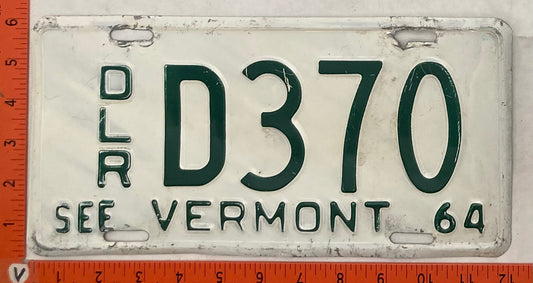 1964 Vermont #D370 Dealer License Plate