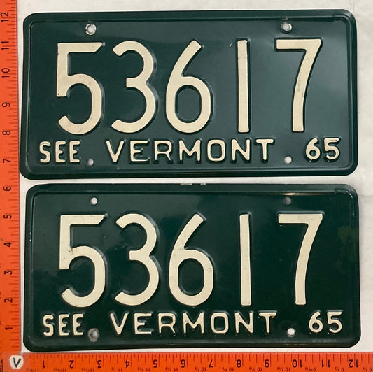 1965 Vermont #53617 Passenger License Plate (Pair)