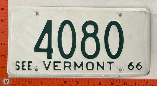 1966 Vermont #4080 Passenger License Plate