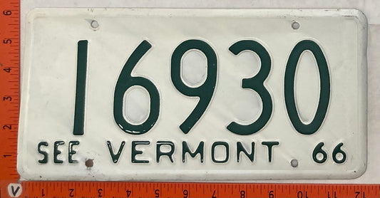 1966 Vermont #16930 Passenger License Plate