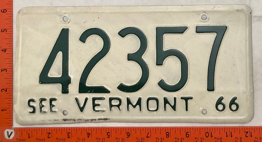1966 Vermont #42357 Passenger License Plate