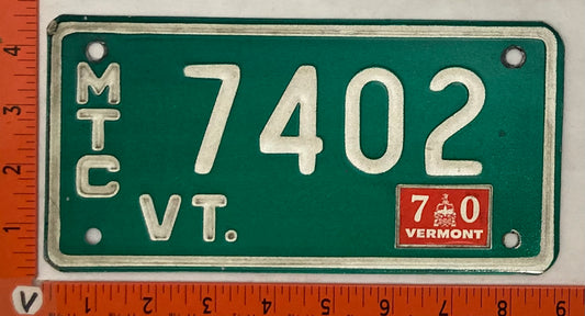 1970 Vermont #7402 Motorcycle License Plate