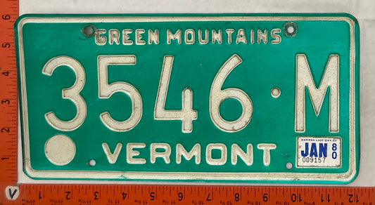 1980 Vermont #3546-M Passenger License Plate