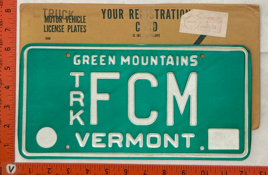 1977 Vermont #FCM Farm Truck License Plate (Vanity)