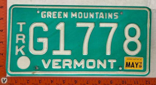 1979 Vermont #G1778 Farm Truck License Plate