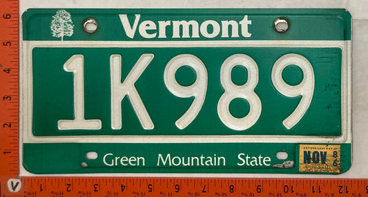 1986 Vermont #1K989 Passenger License Plate