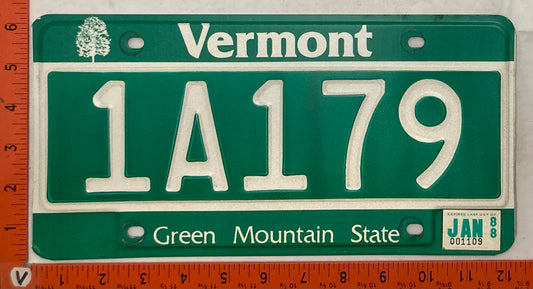 1988 Vermont #1A179 Passenger License Plate