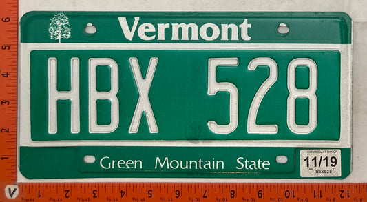 2019 Vermont #HBX 528 Passenger License Plate