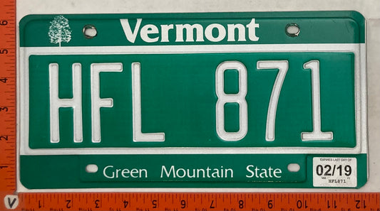 2019 Vermont #HFL 871 Passenger License Plate