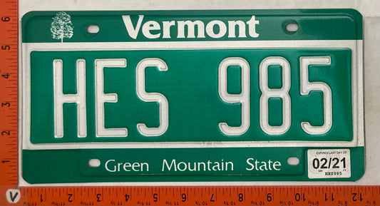 2021 Vermont #HES 985 Passenger License Plate