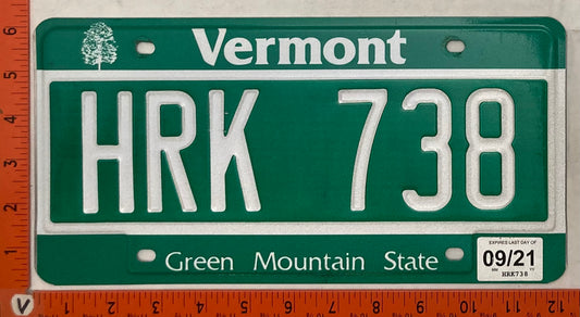 2021 Vermont #HRK 738 Passenger License Plate