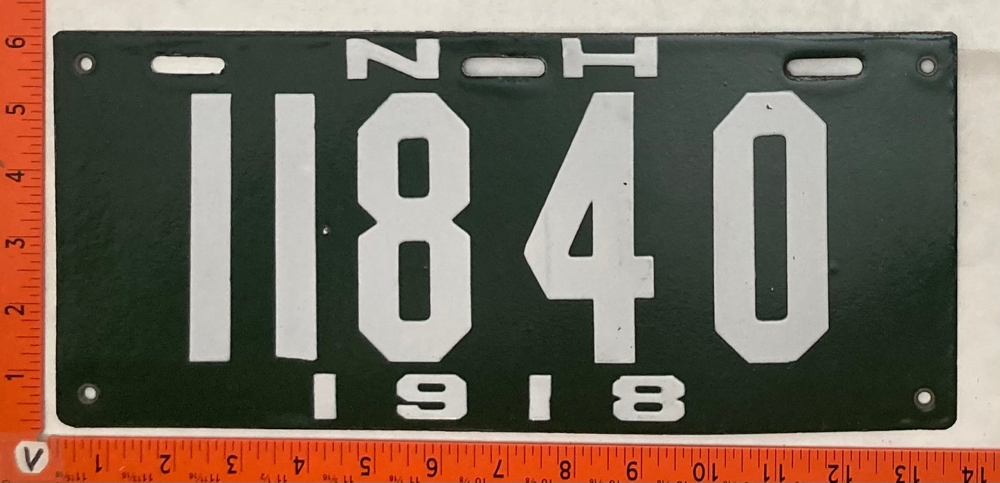 1918 New Hampshire #11840 Passenger License Plate