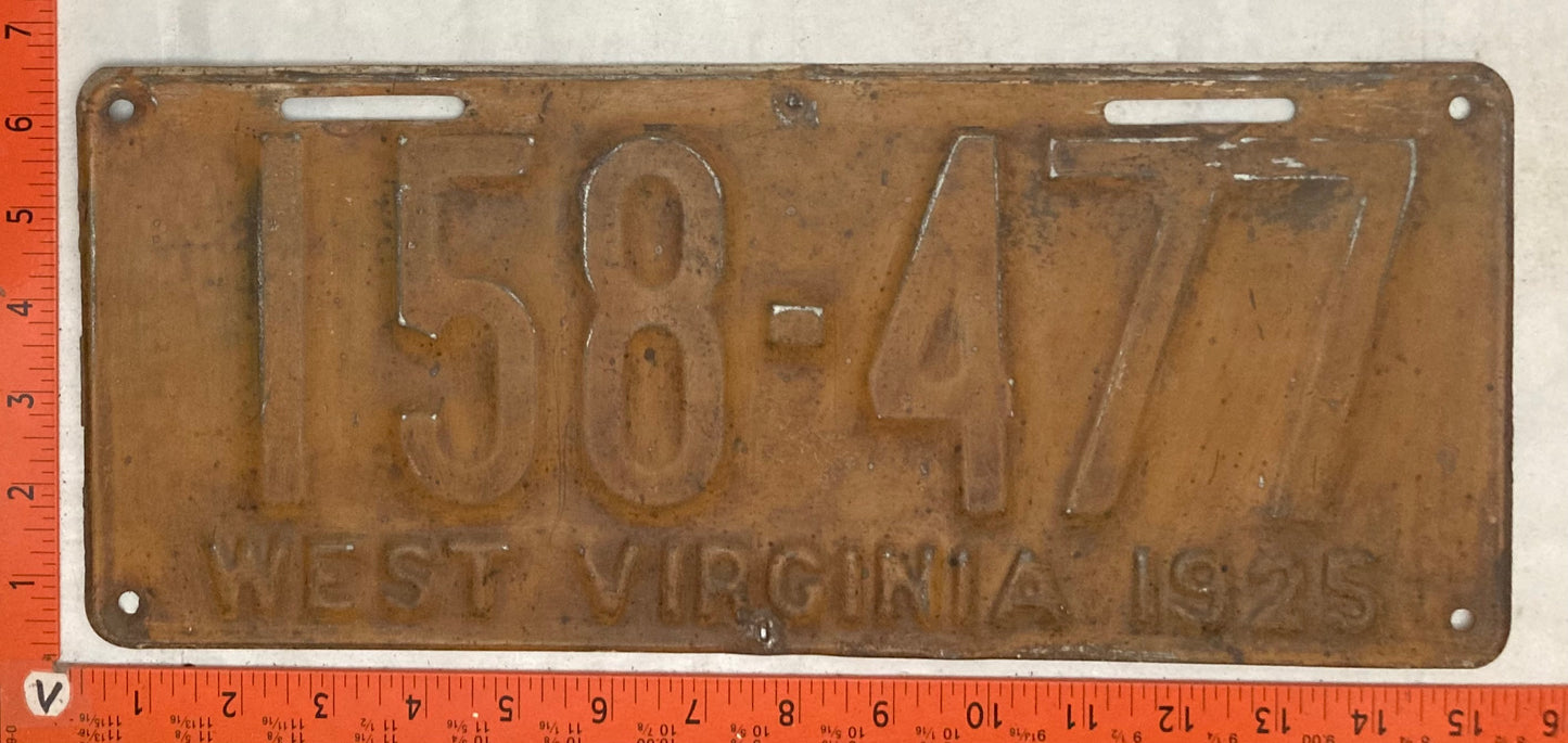 1925 West Virginia #158-477 Passenger License Plate