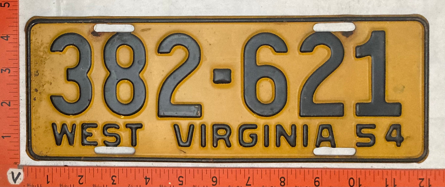 1954 West Virginia #382-621 Passenger License Plate