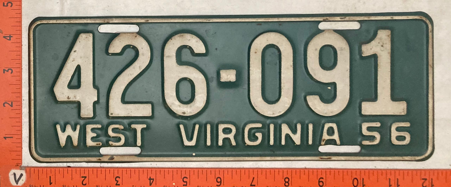 1956 West Virginia #426-091 Passenger License Plate