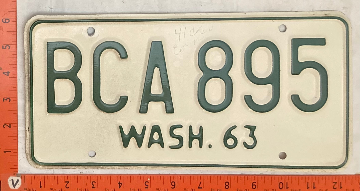 1963 Washington #BCA 895 Passenger License Plate