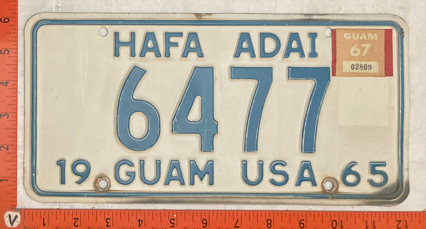 1967 Guam #6477 Passenger License Plate