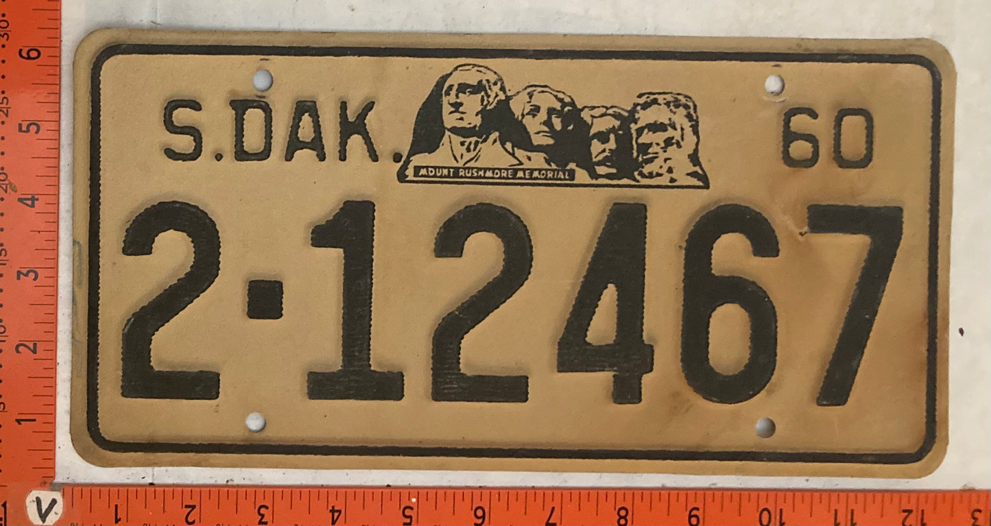 1960 South Dakota #2-12467 Passenger License Plate