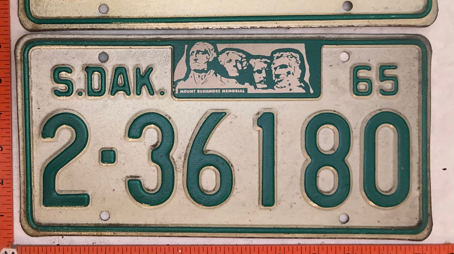 1965 South Dakota #2-36180 Passenger License Plate (Pair)