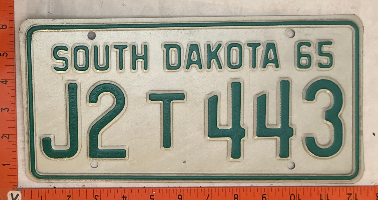 1965 South Dakota #J2 T 443 Truck License Plate