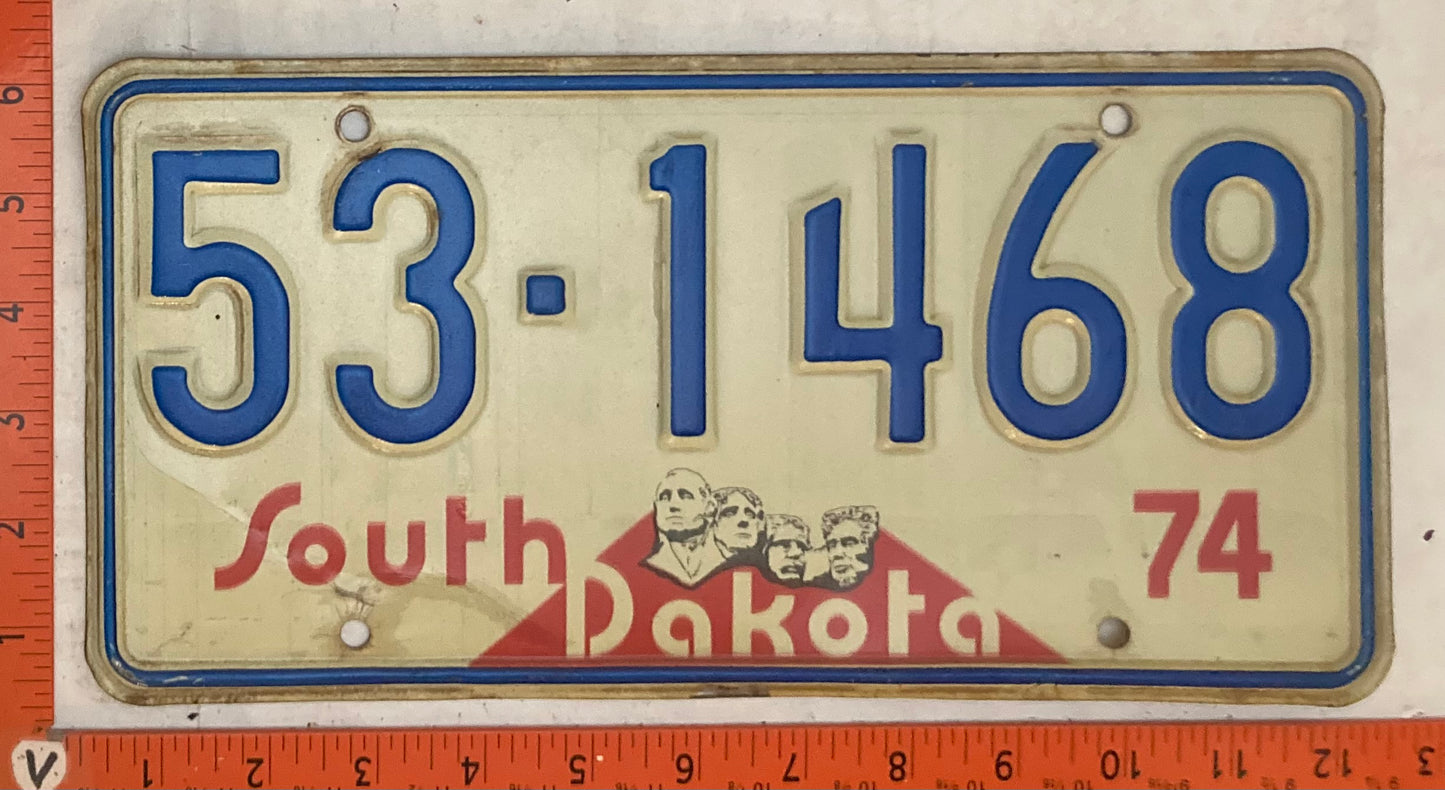 1974 South Dakota #53-1468 Passenger License Plate