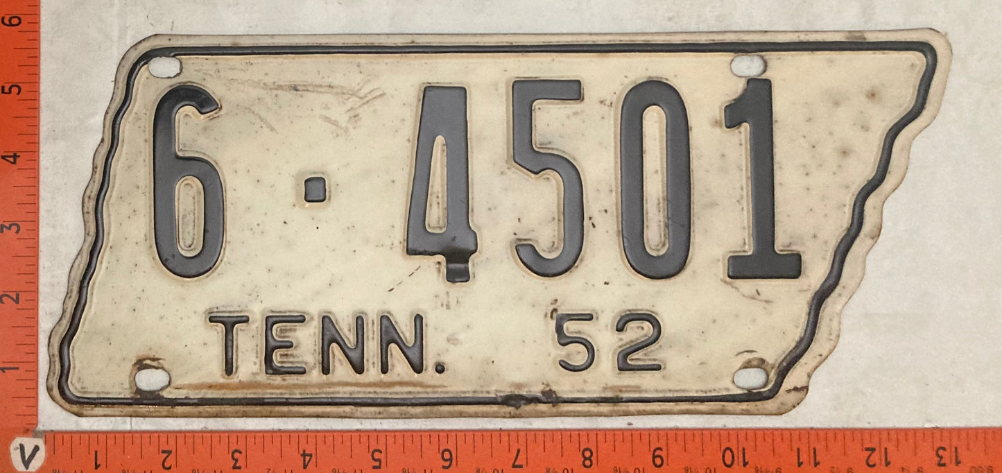 1952 Tennessee #6-4501 Passenger License Plate