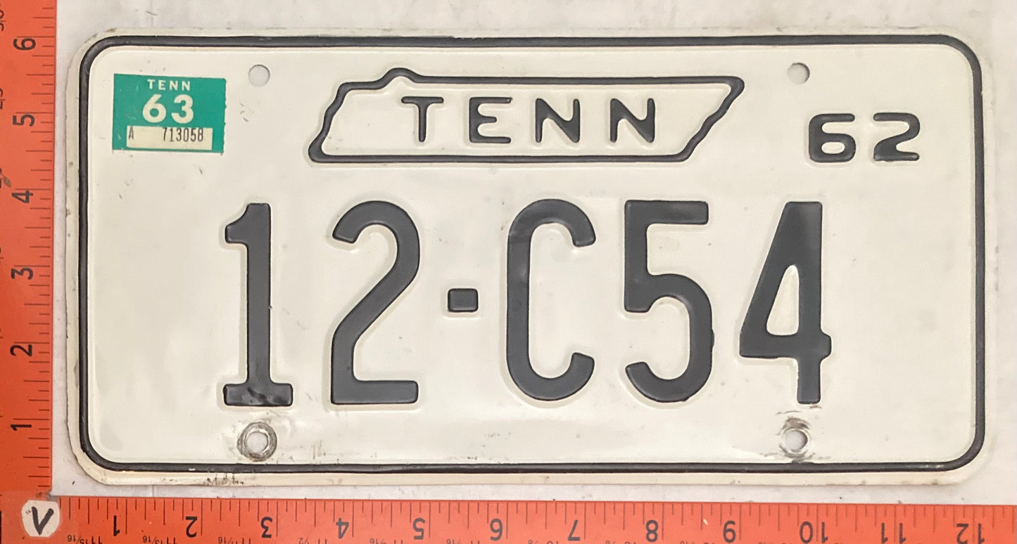 1963 Tennessee #12-C54 Passenger License Plate