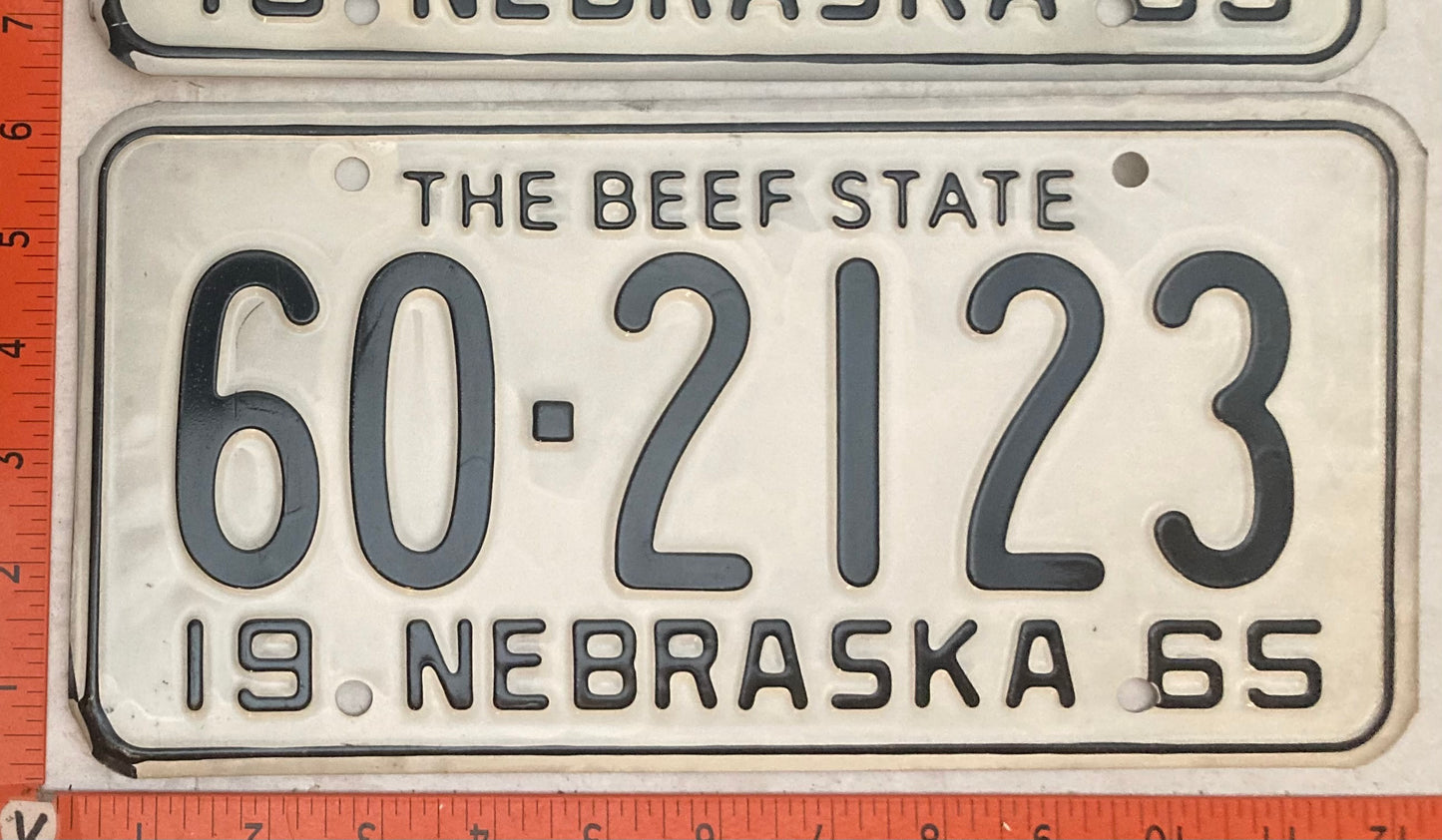1965 Nebraska #60-2123 Passenger License Plate (Pair)