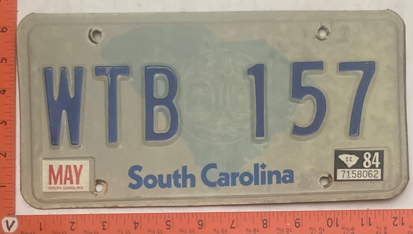 1984 South Carolina #WTB 157 Passenger License Plate