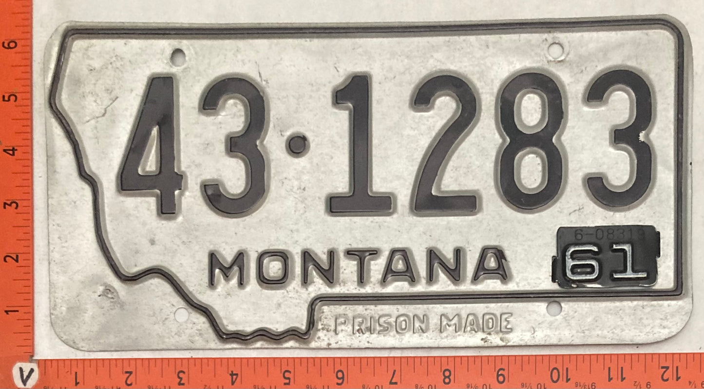 1961 Montana #43-1283 Passenger License Plate