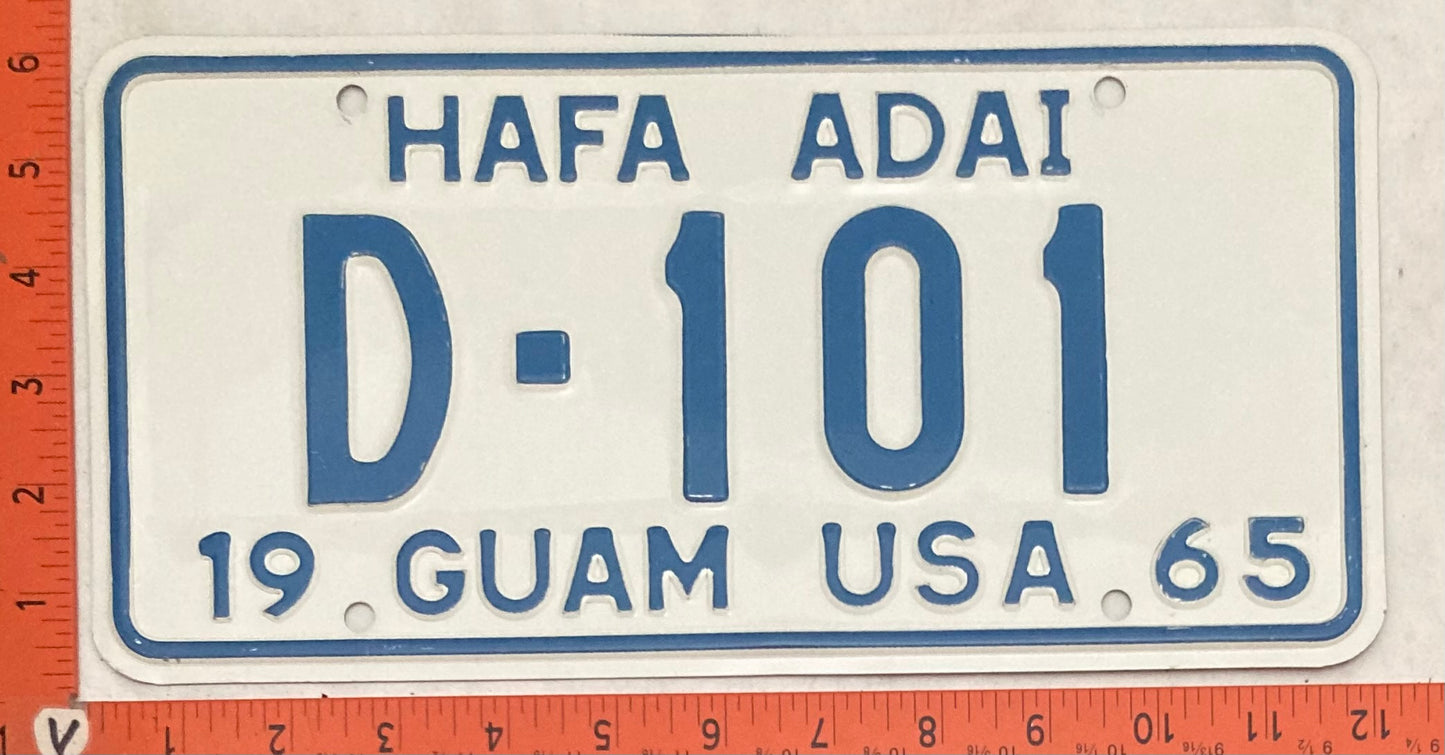 1965 Guam #D-101 Dealer License Plate