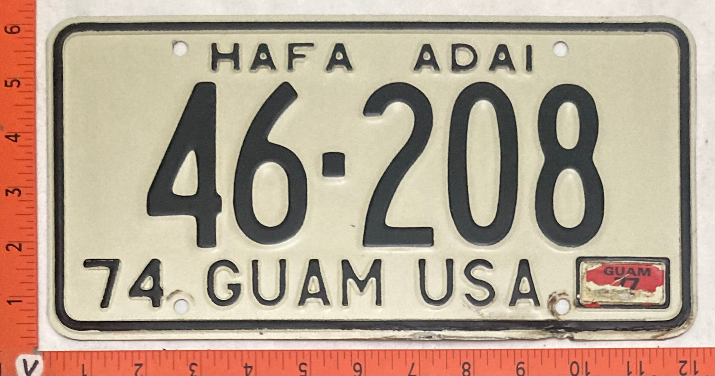 1977 Guam #46-208 Passenger License Plate