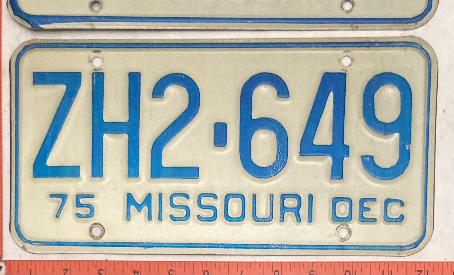 1975 Missouri #ZH2-649 Passenger License Plate (Pair)