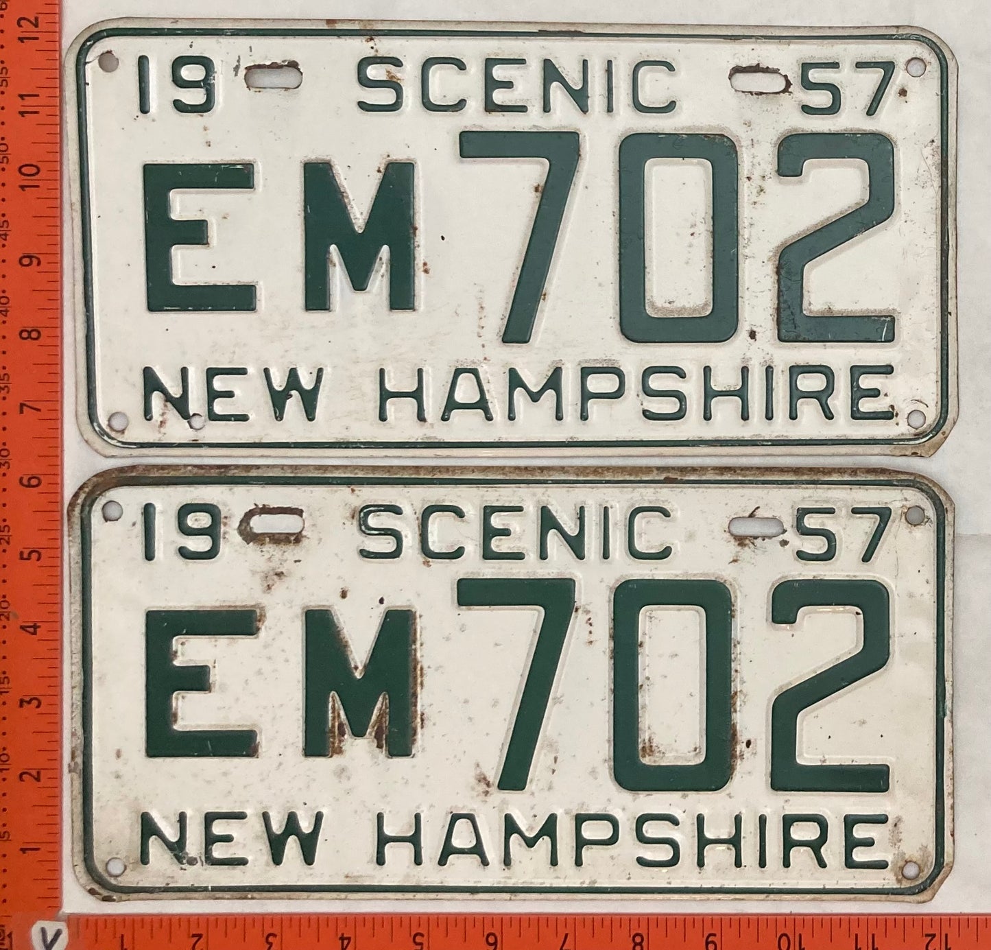 1957 New Hampshire #EM 702 Passenger License Plate (Pair)