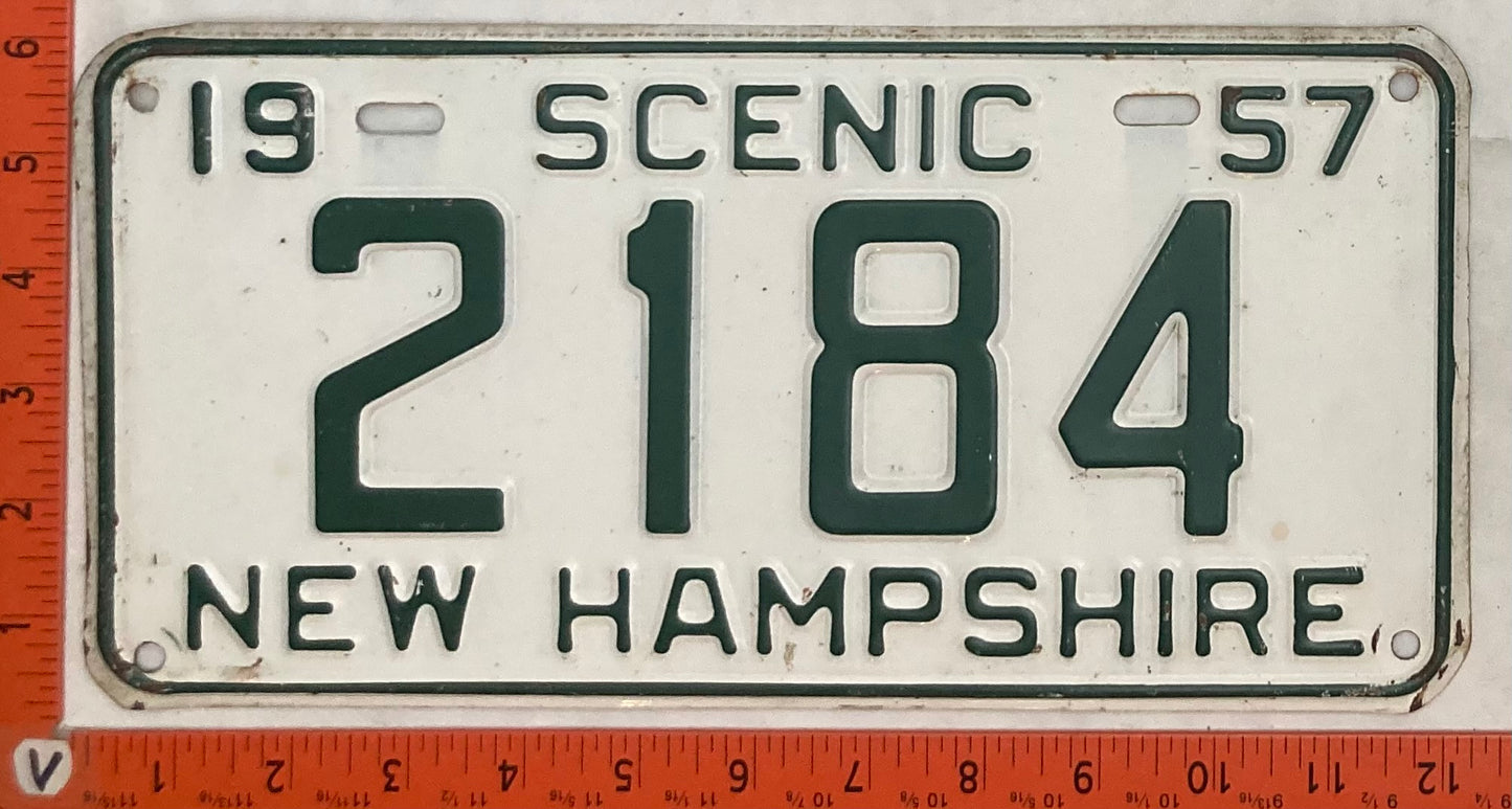 1957 New Hampshire #2184 Passenger License Plate