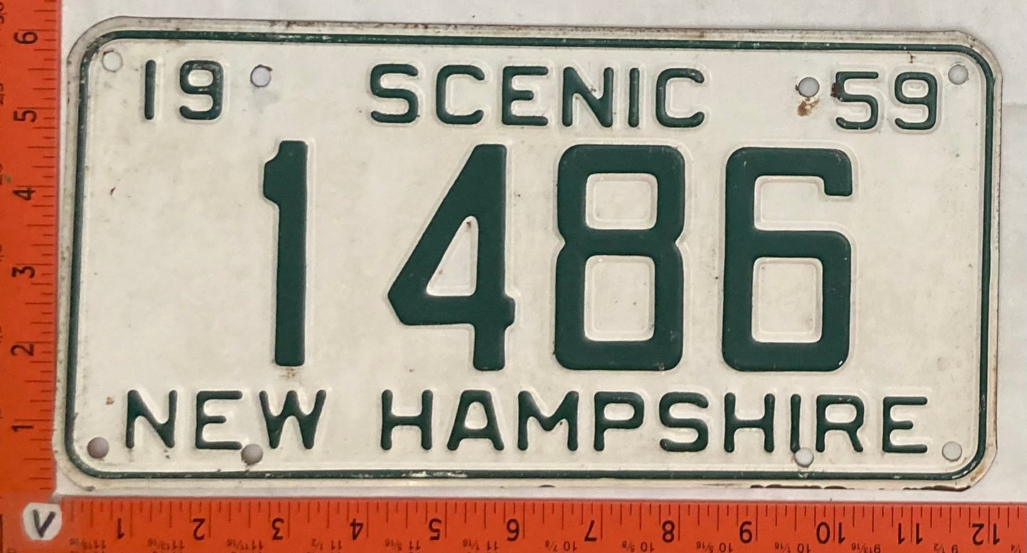 1959 New Hampshire #1486 Passenger License Plate