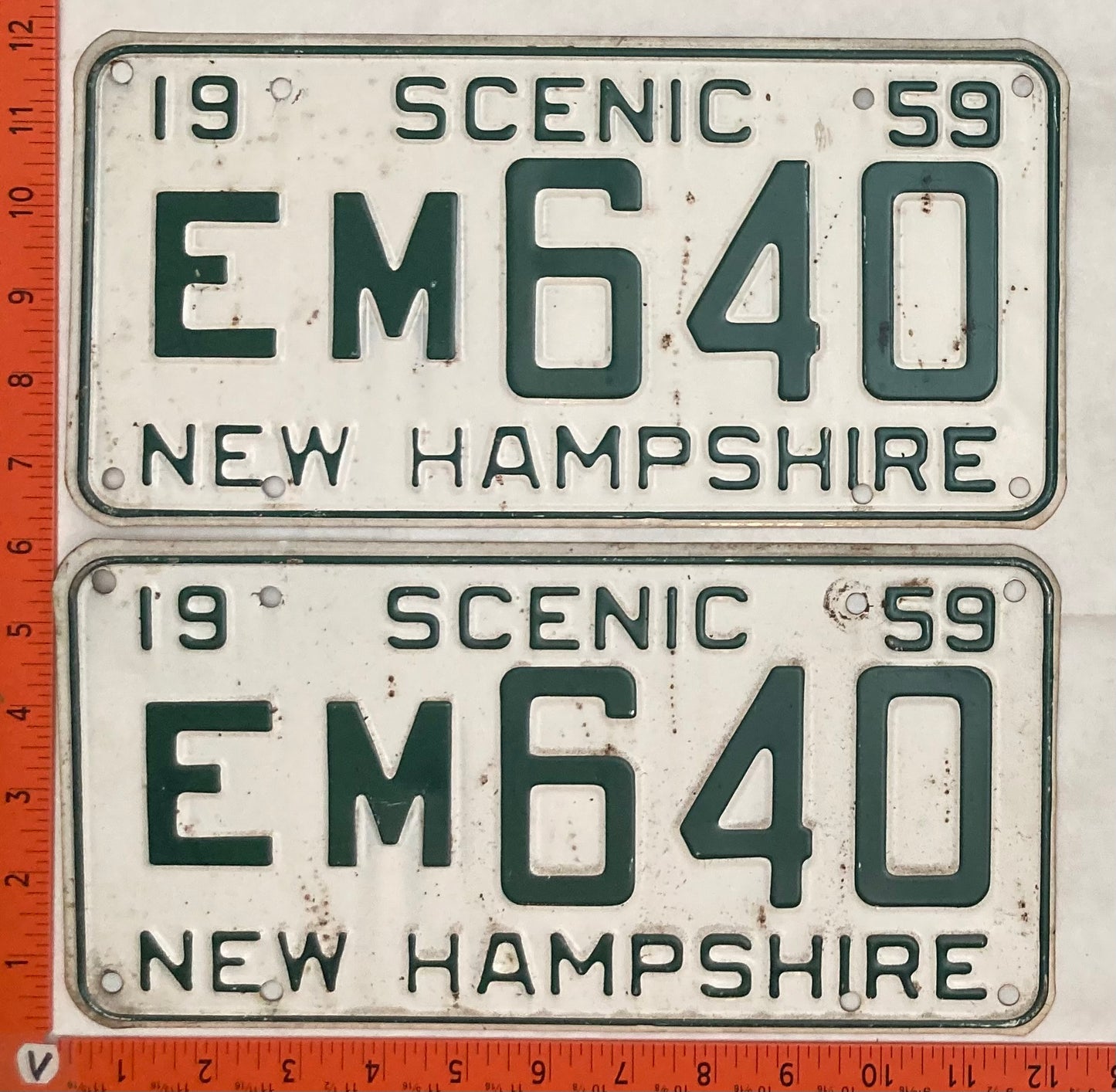 1959 New Hampshire #EM 640 Passenger License Plate (Pair)