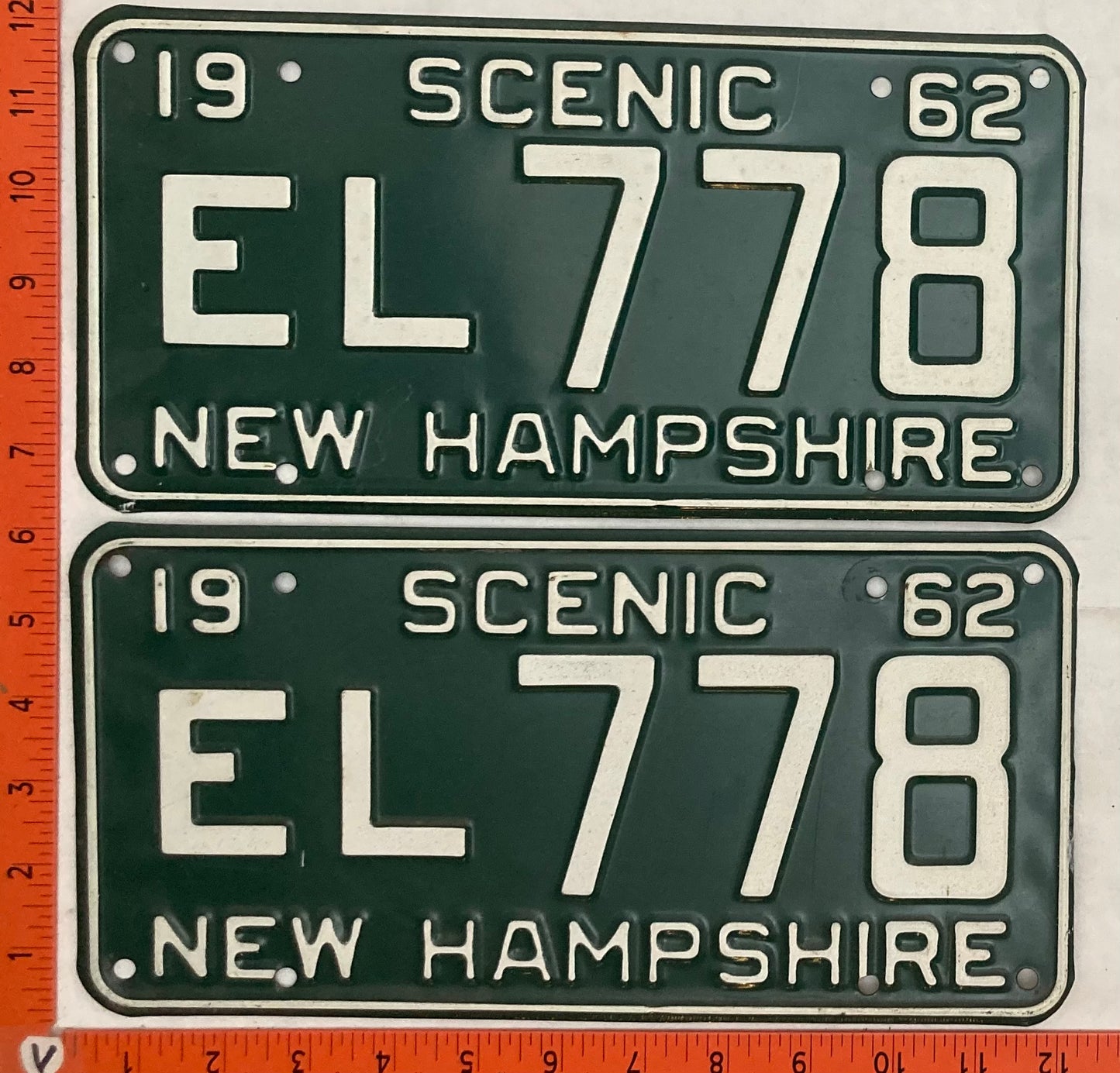 1962 New Hampshire #EL 778 Passenger License Plate (Pair)