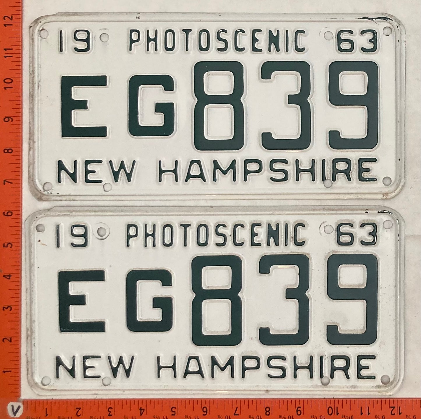 1963 New Hampshire #EG 839 Passenger License Plate (Pair)