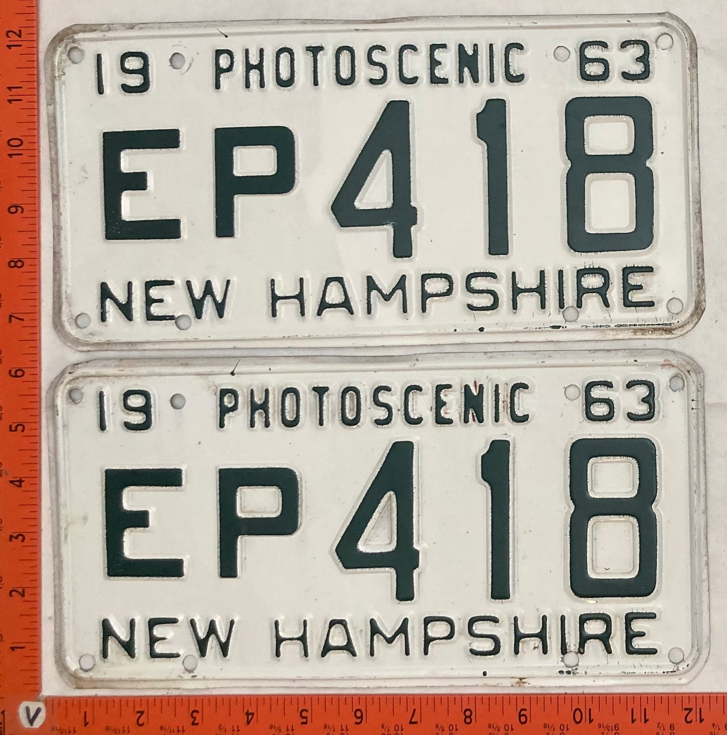 1963 New Hampshire #EP 418 Passenger License Plate (Pair)