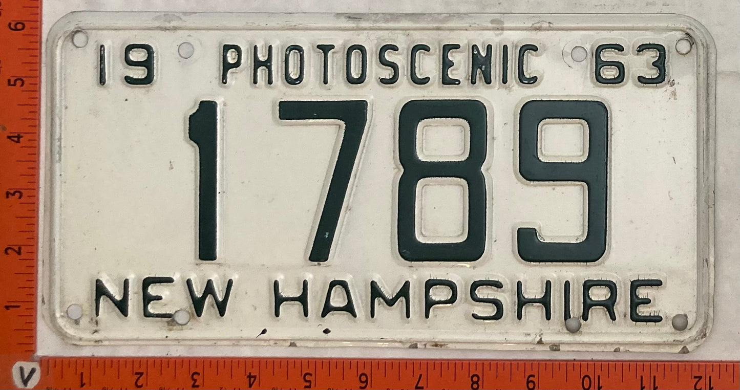 1963 New Hampshire #1789 Passenger License Plate